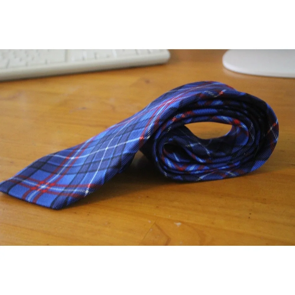 CANTINI FIRENZE Handmade Italy Silk Tie Blue Red Black Plaid Mens Necktie